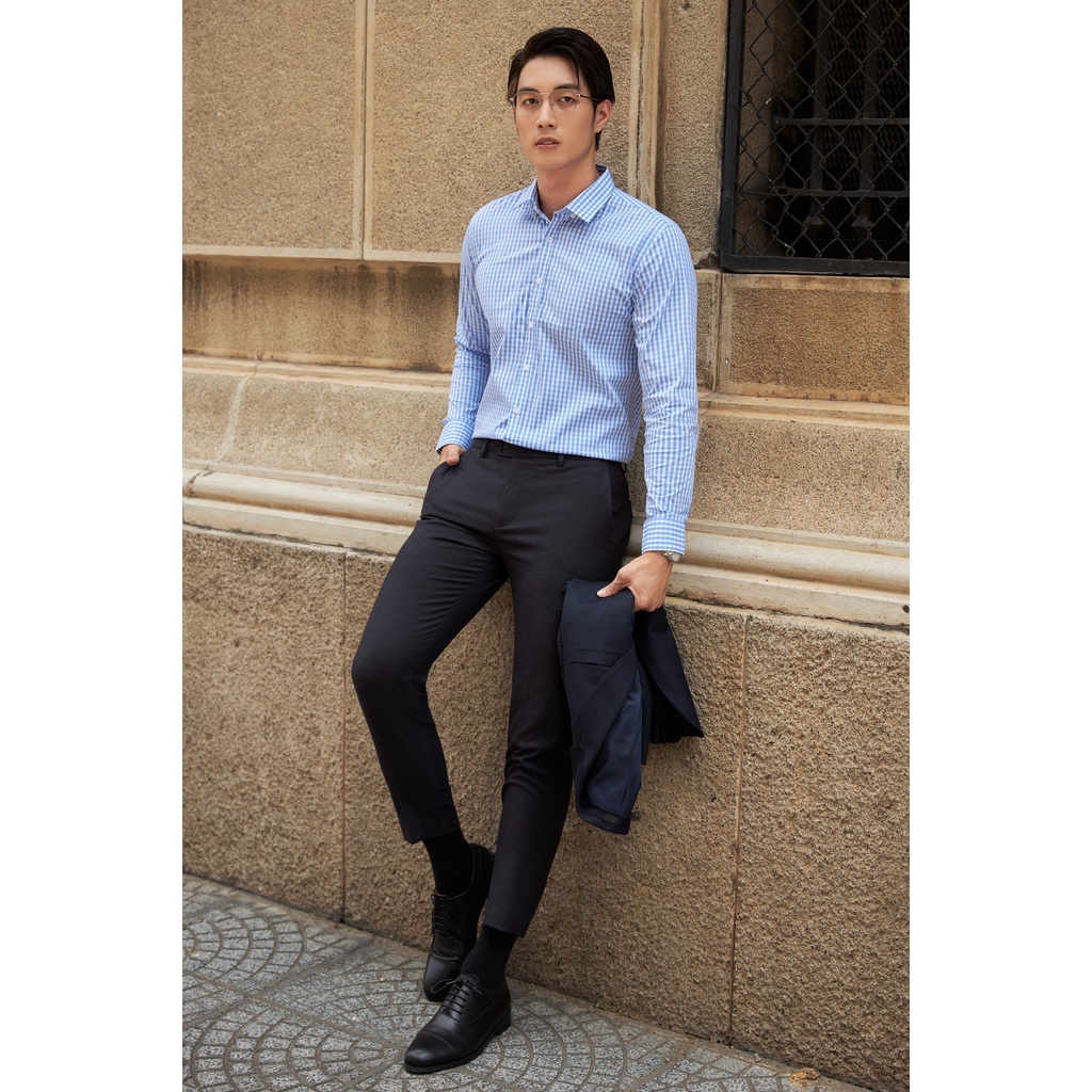 Áo Sơ Mi Americus Gosani Hoạ Tiết Caro Màu Đen Và Xanh