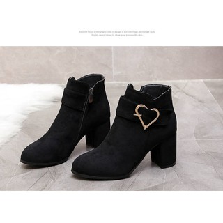 Giày bốt nữ cổ thấp giày boots nữ chất da lộn mềm mịn dễ phối đồ