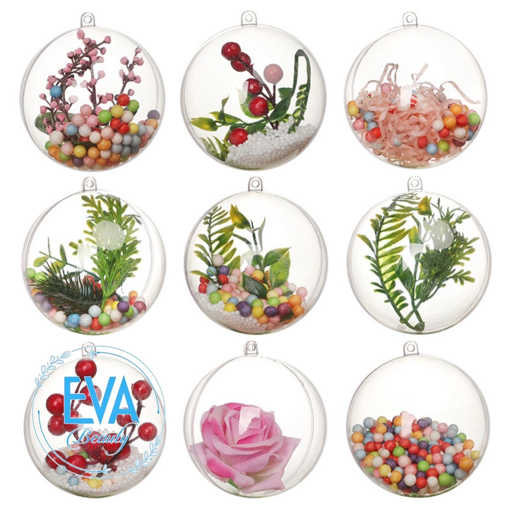 Set 5 Quả Bóng tròn Nhựa Trang Trí Trong Suốt Đường Kính 10 Cm