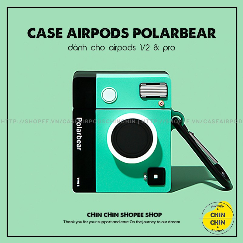 Case Vỏ Bao Airpods Đựng Tai Nghe Airpod 1 2 Pro Camera Máy Ảnh Polarbear Cực Cool Chất Liệu Silicon - Chin Chin Shop