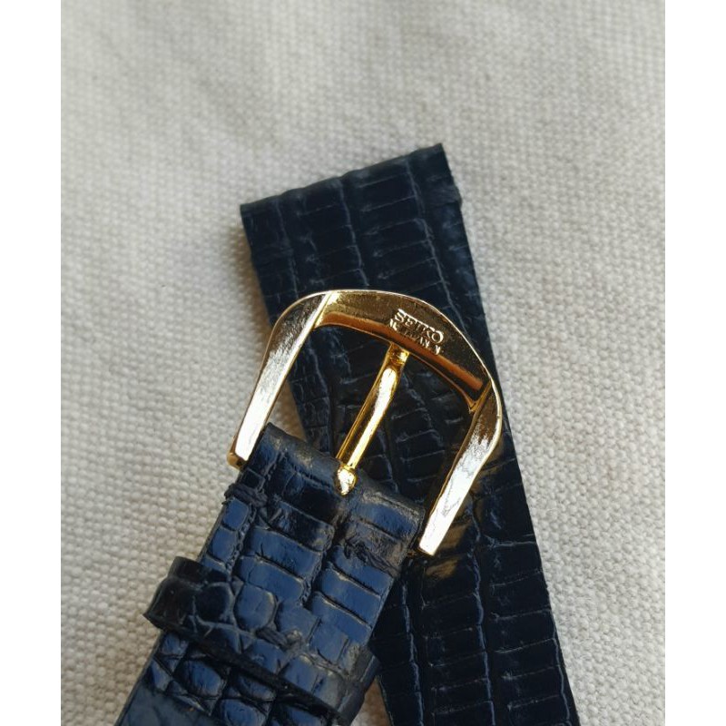 Dây da khóa seiko mạ vàng