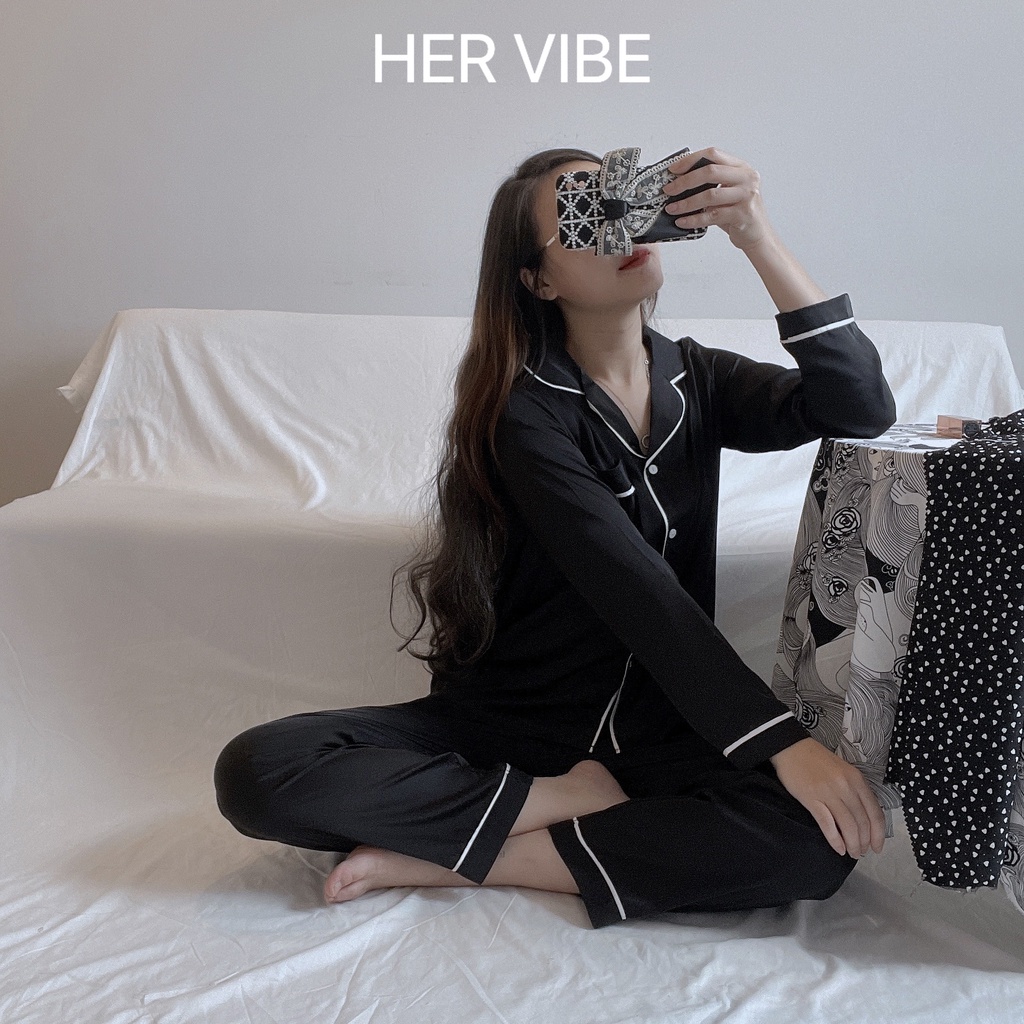 Bộ đồ nữ lụa pijama thu dáng dài quần áo ngủ ullazang xinh bộ ngủ pyjama màu trơn lụa quần dài tay dài nhiều màu | BigBuy360 - bigbuy360.vn