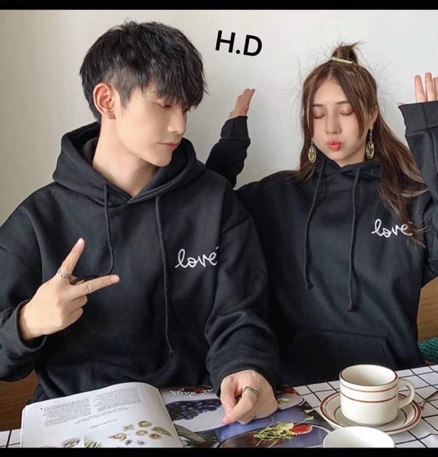 Áo đôi hoodie logo LOVE HDN876