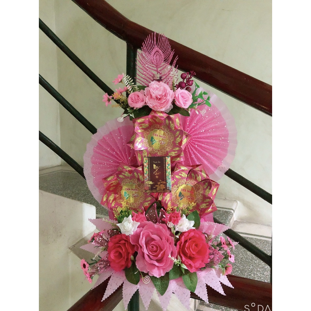 Tráp trà lễ 3 hộp - màu Hồng