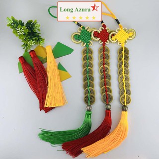 Tiền xu bát bạch, xâu 8 đồng xu, đồng thâu, 2.3cm
