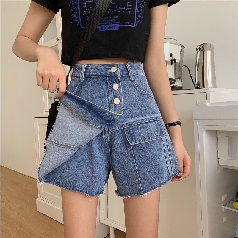 Quần Short Jeans Giả Váy Lưng Cao Thời Trang Mùa Hè Hàng Mới Phong Cách Hàn Quốc 2022 Cho Nữ
