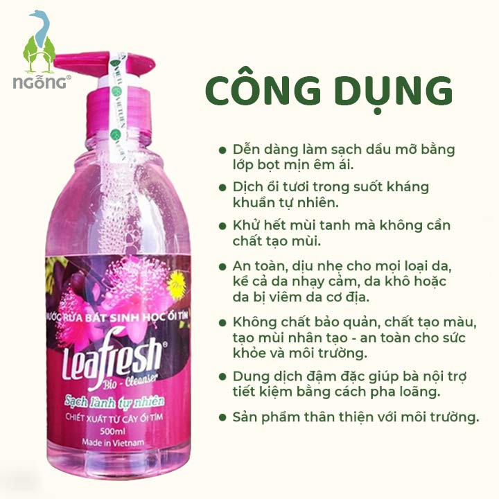 Nước Rửa Bát Sinh Học Ổi Tím Leafresh 500ml