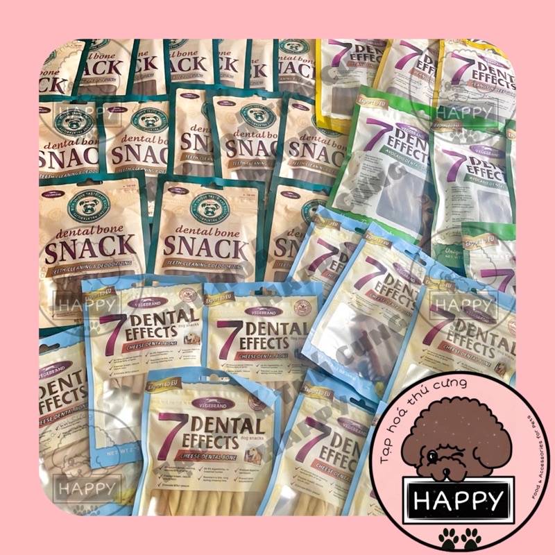 Tổng hợp que gặm thưởng sạch răng 7Dental Effects cho chó / Snack gặm Vegebrand 7 Dental cho cún 60g 160g