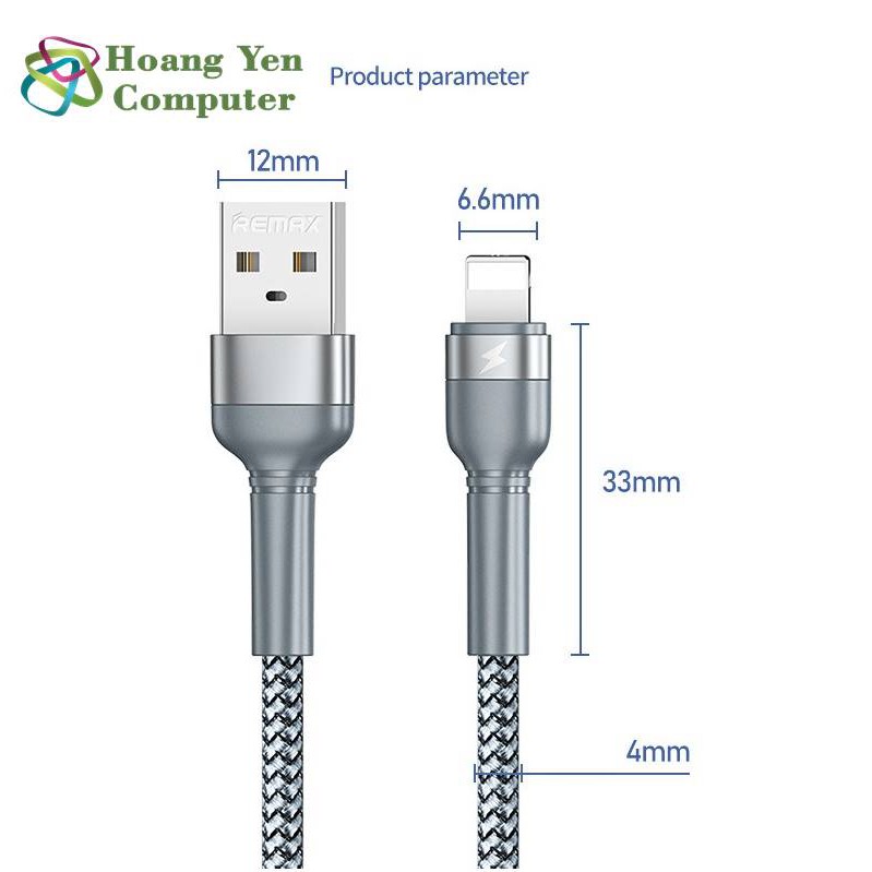 Cáp Sạc Nhanh LIGHTNING Remax RC-124i (Dây Dù cho IPhone, IPad Dài 1M) - BH 3 tháng 1 đổi 1 (MÀU SẮC NGẪU NHIÊN)