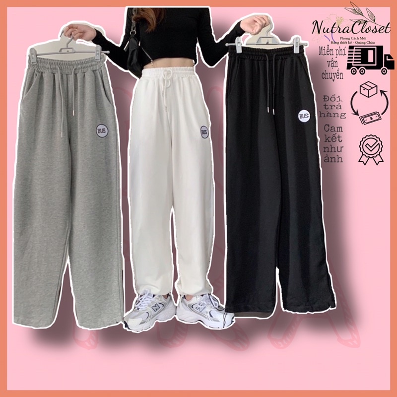 Quần ống rộng dây rút lai quần nỉ ngoại unisex ulzzang nam nữ