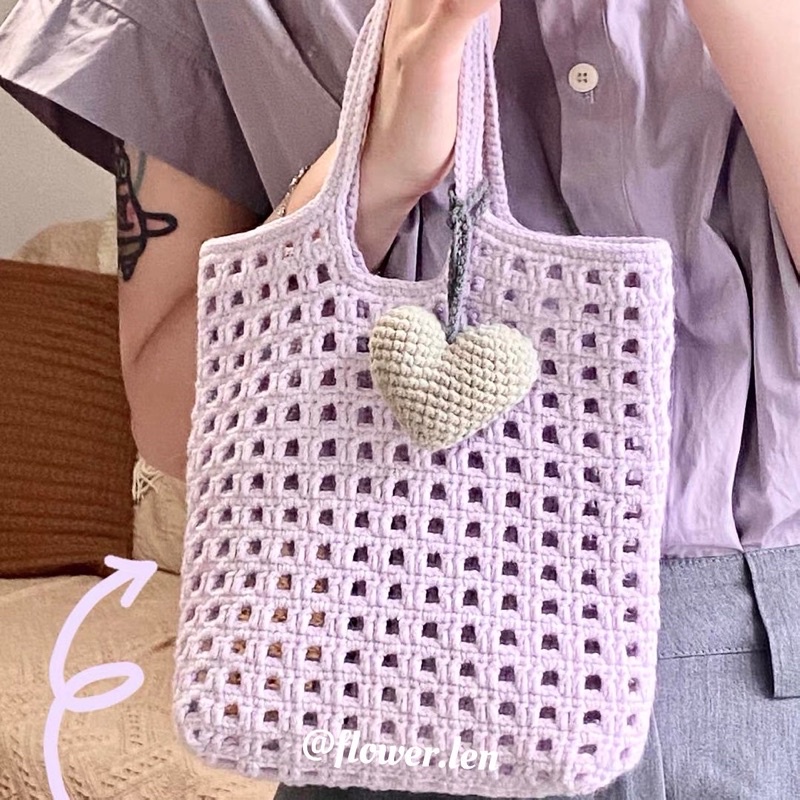 Túi lưới pastel đi chơi, đi biển kèm móc khóa- NET BAG VER.2 HANDMADE BY FLOWER.LEN