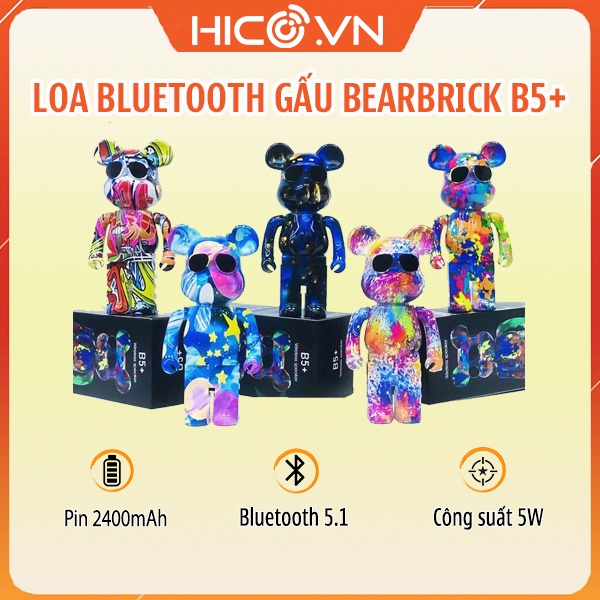 Loa Bluetooth Gấu Bearbrick Nghe Nhạc Cực Hay, Loa Bluetooth Gấu Mini B5+ Màu Sắc Sang Chảnh Mẫu Mới 2022