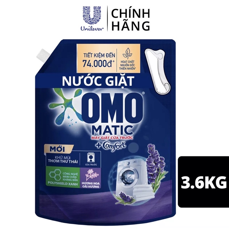 Nước giặt OMO Matic Cửa Trước Khử Mùi Thư Thái 3,6kg