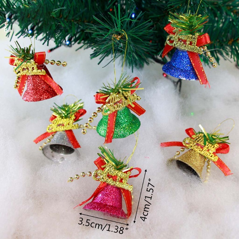 Set 6 chuông nhỏ lấp lánh nhiều màu sắc dùng để trang trí cây thông noel