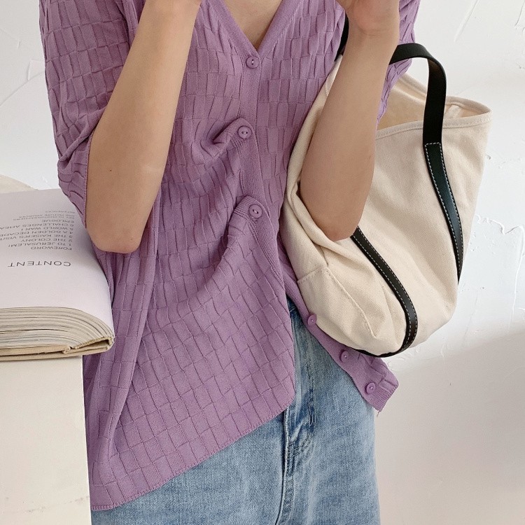 Áo Croptop Dệt Kim Cổ Chữ V Phong Cách Hàn Quốc | BigBuy360 - bigbuy360.vn