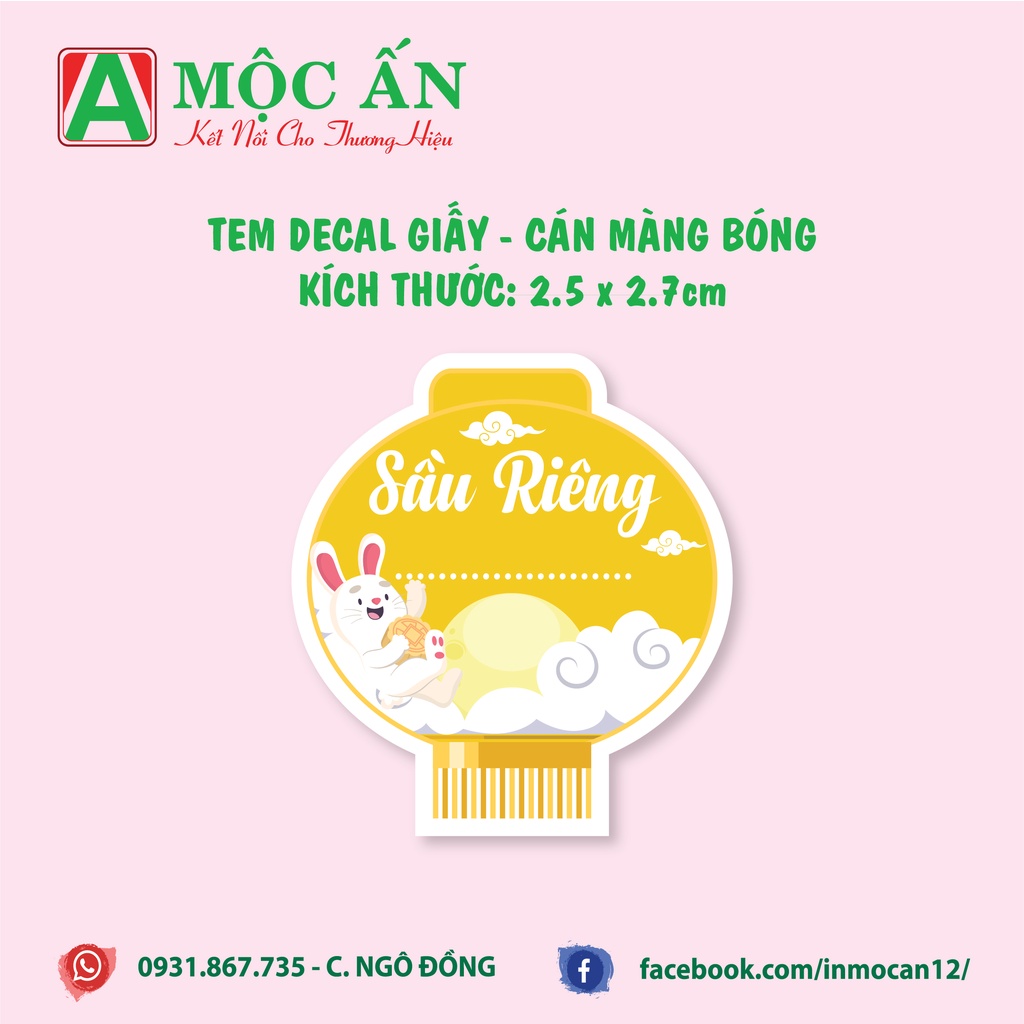 Tem Dán Nhân Bánh Trung Thu Hình Lồng Đèn, Hàng Sẵn, Dày Đẹp