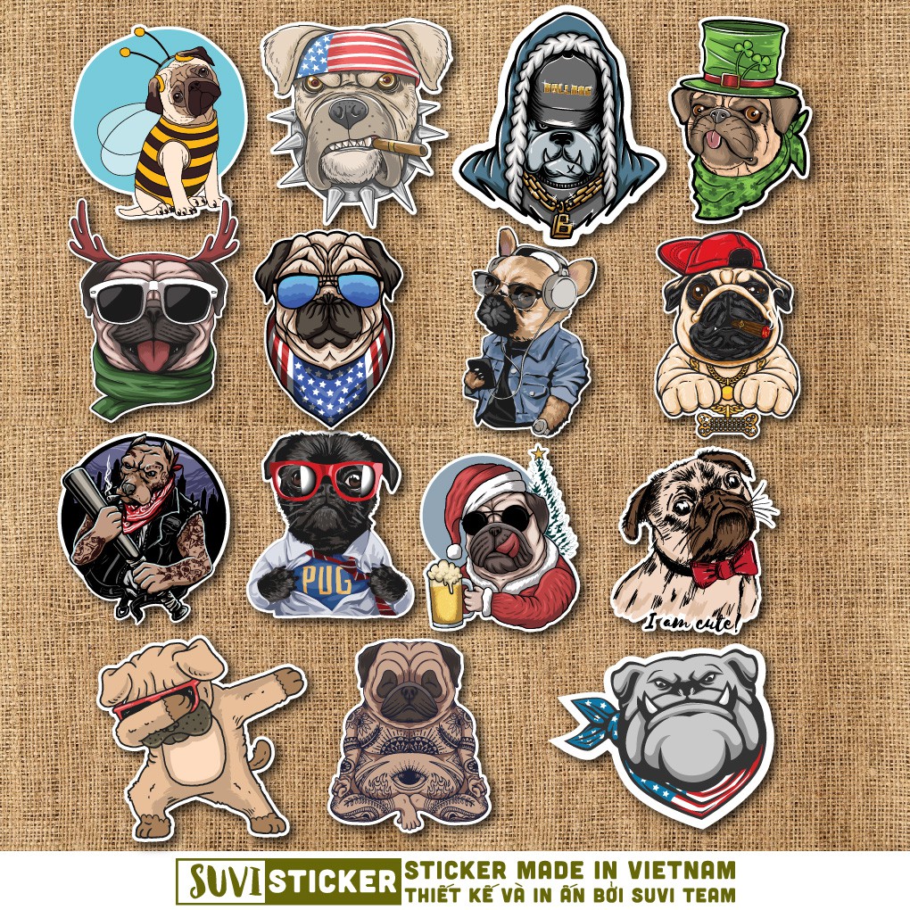 50 Sticker Cool Dog chống nước sticker dán laptop, điện thoại, đàn guitar, mũ bảo hiểm, vali. MSP: A25
