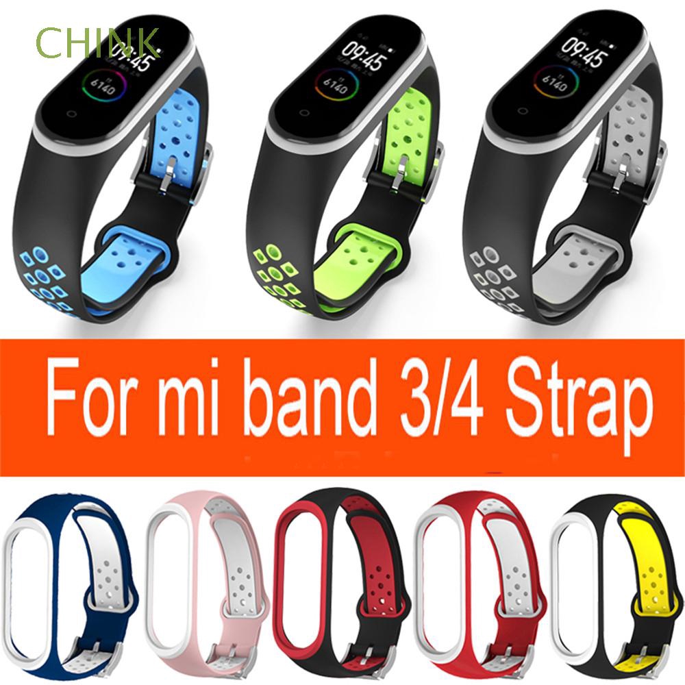 Dây Đeo Thay Thế Chất Liệu Silicon Màu Trơn Cho Xiaomi Mi Band 3 4