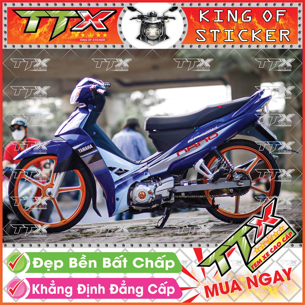 Tem Xe Sirius Trắng Xanh Spark Nano - Tem Sirius Spark Nano Xanh Trắng Siêu Đẹp - Mẫu Team Sirius Tr