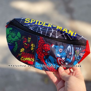 Túi đeo bao tử 1 ngăn hình người nhện Spiderman màu đen cho trẻ em bé trai siêu hot - (Thái Lan) - 150NSPNG8011