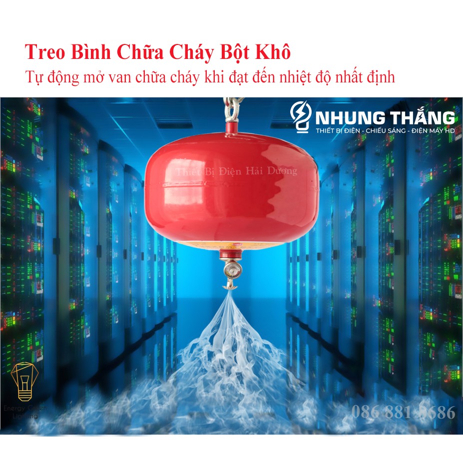 Bình Cứu Hỏa - Bình Chữa Cháy Tự Động Cảm Biến Nhiệt Độ 68 Độ C - Bột ABC 4KG Dùng PCCC - Energy Green Lighting