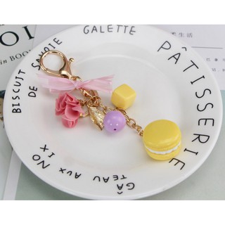 Móc khóa macaron dây nơ