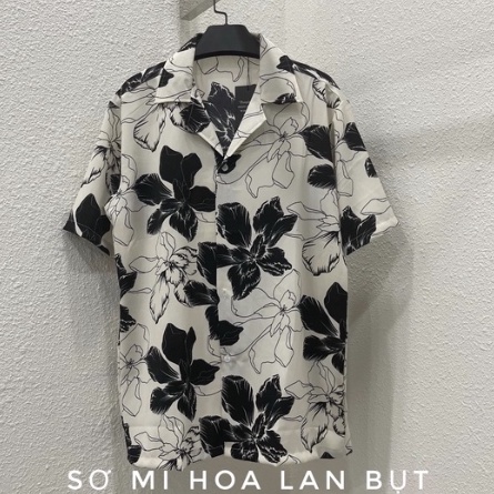 Áo sơ mi tay ngắn hoạ tiết vải lụa mango áo cuban shirt ngắn tay cổ vest mùa hè