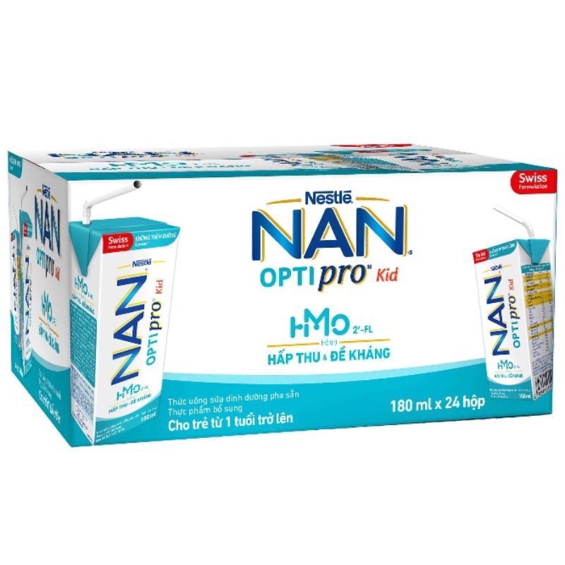 Thùng sữa bột pha sẵn nan optipro 24 hôp x185ml.