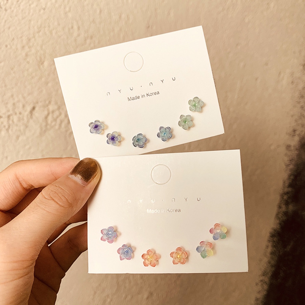 1 Bộ Bông Tai Mini Hình Hoa Trái Tim Hình Học Đính Đá Zircon Cho Nữ