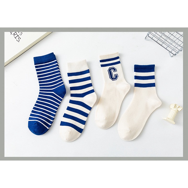 Vớ Tất chữ C màu kem xanh cao cổ Nam Nữ phong cách thể thao, trẻ trung, năng động.