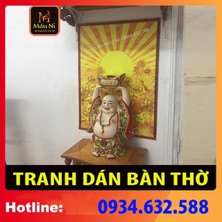 TRANH DÁN TƯỜNG Bàn thờ thần tài thổ địa [ ông tài ông địa ] - cứng cáp, mặt tranh tráng nilon bảo vệ màu bền màu