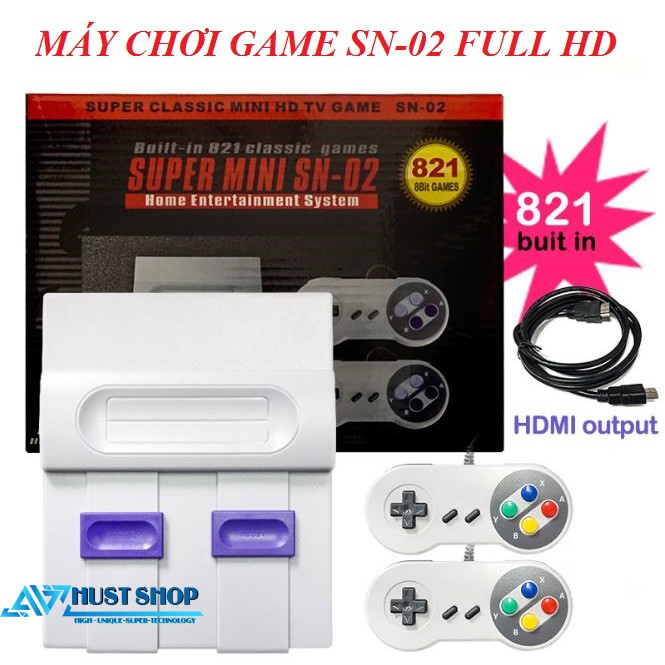 Máy Chơi Game 4 Nút SNES FULL HD Kết Nối TV dây HDMI gồm 821 Trò Chơi Kinh Điển