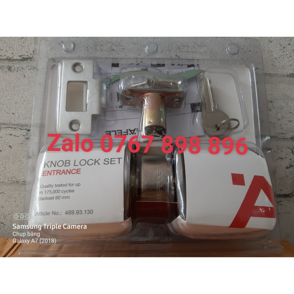 Tay nắm tròn =KL, cửa đi màu inox mờ Hafele 489.93.130