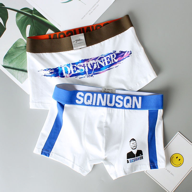 Men Boxers Briefs Underpants Underwear Trendy men's underwear men's boxers personality cotton boxers youth Korean fashion boys sexy underpants