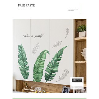 decal dán tường chất lượng Hàn mẫu ba lá cọ mới