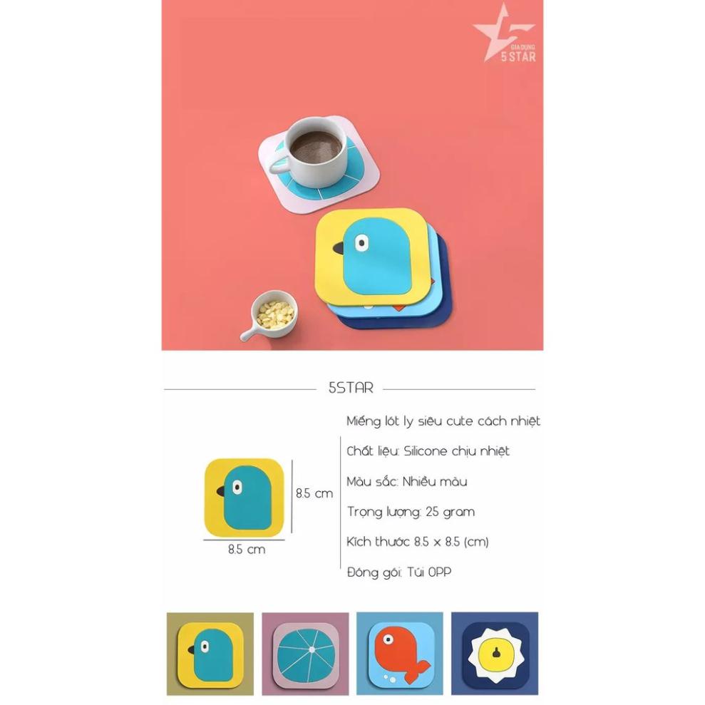 Tấm lót ly silicon cách nhiệt hình cute