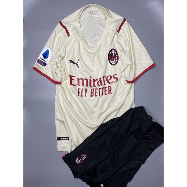 Set bộ quần áo bóng đá hàng nhập thái clb Acmilan màu vàng kem 2021 2022