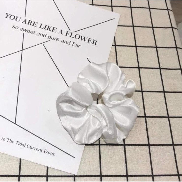 Dây Cột Tóc Vải Scrunchies Lụa Bóng  Hot