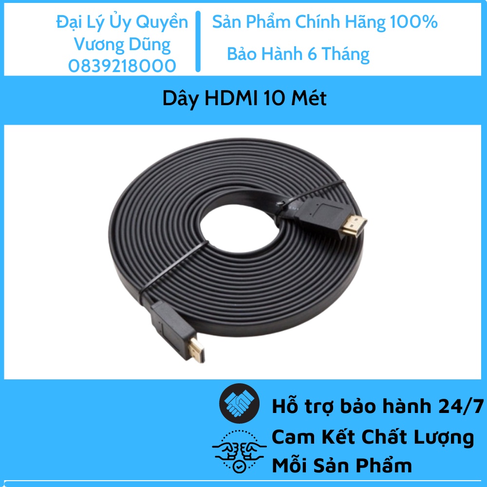 HDMI - Dây HDMI 10 mét (Dây loại dẹt, full HD, chống nhiễu, full HD)