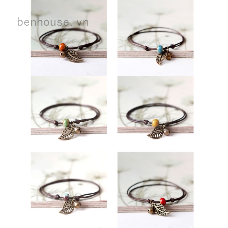 Vòng đeo tay sứ hình lá thời trang dành cho nam và nữ