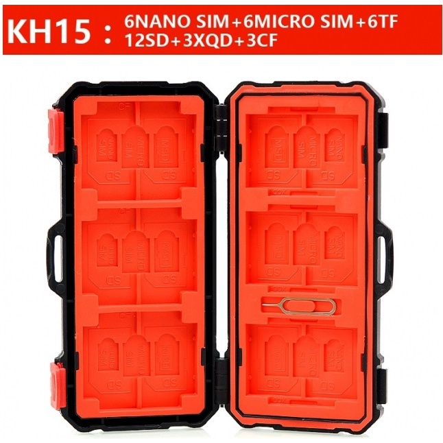 Hộp đựng thẻ nhớ Lynca KH-15, Chứa 6Micro, 12SD,3CF, 3XQD, 6Nanosim, 6MicroSim