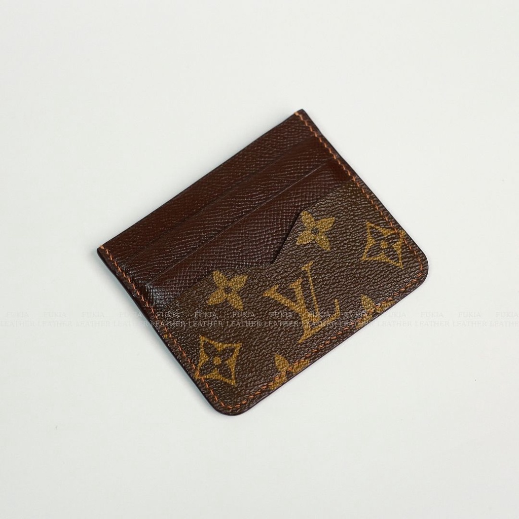 Ví thẻ da thủ công mini card / name card Epsom hoạ tiết Iv cao cấp tiện lợi FUKIA VDL006