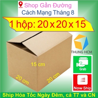 Hộp giấy gói hàng 20x20x15 hộp cotton đóng hàng thung hcm H11