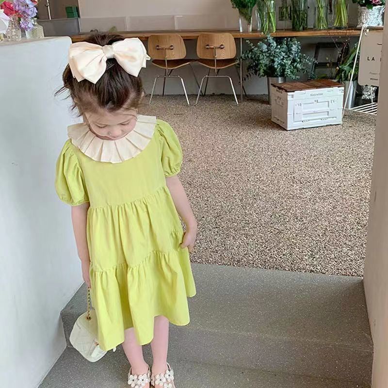 Đầm Công Chúa Tay Phồng Ngắn Hở Lưng Thời Trang Mùa Hè Phong Cách Hàn Quốc Mới Dành Cho Bé Gái