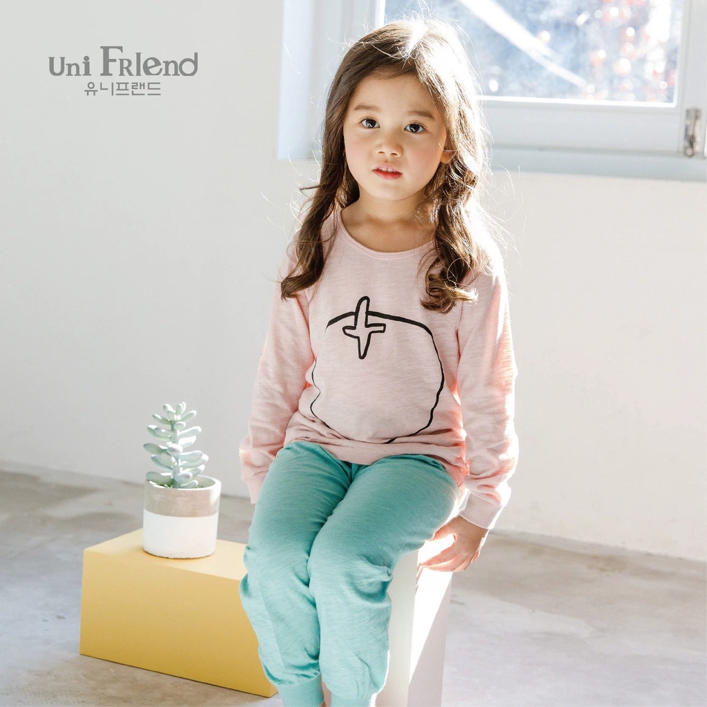 (10-13kg)Mã 11202 bộ cotton dài tay hồng xanh cho bé gái