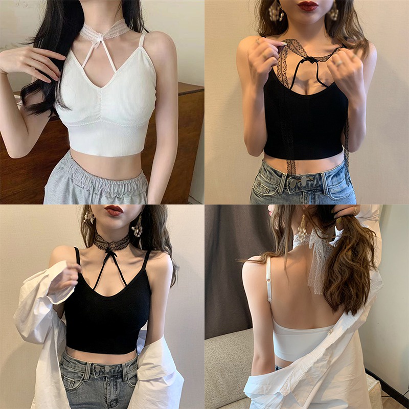 Áo Croptop Hai Dây Có Mút Đệm Ngực Siêu Nhẹ Thời Trang Cho Nữ