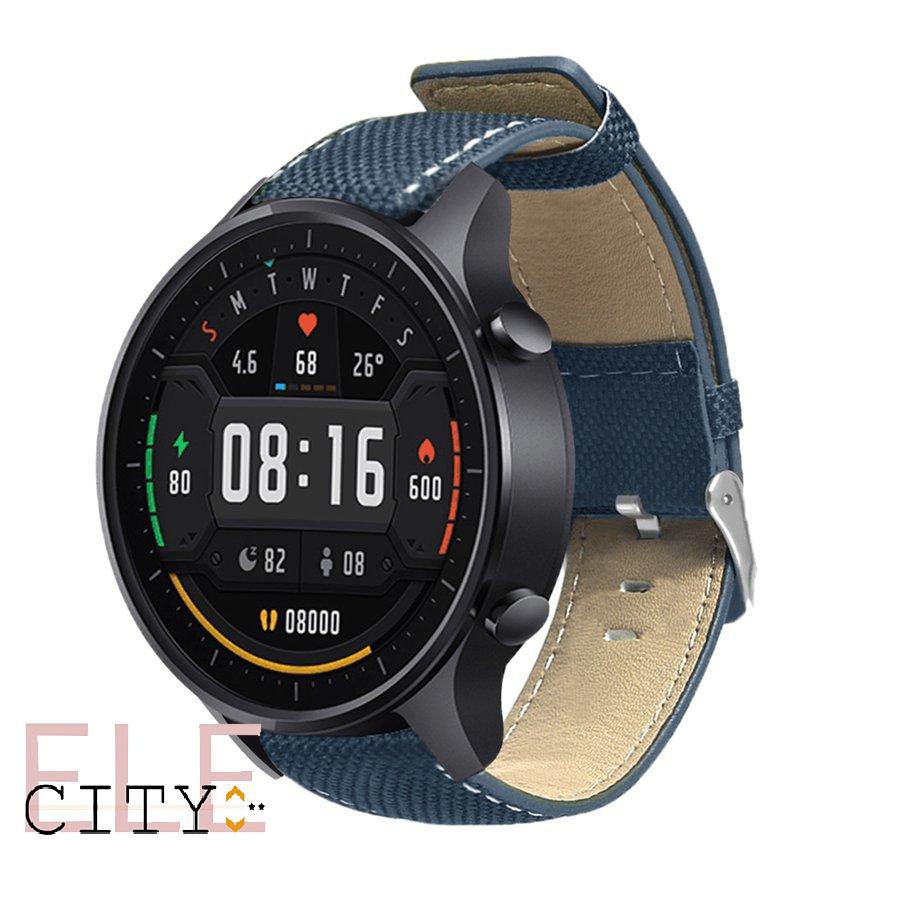 1 Dây Đồng Hồ Đeo Tay Bằng Vải Bạt + Da Nhiều Lỗ Dễ Tháo Gỡ 22mm Cho Xiaomi Watch Color