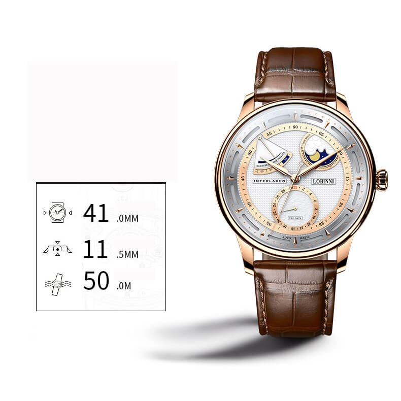Đồng hồ nam chính hãng LOBINNI L17011-1hàng mới,Kính sapphire ,chống xước,Chống nước,máy cơ(Automatic),Bảo Hành 24 Tháng
