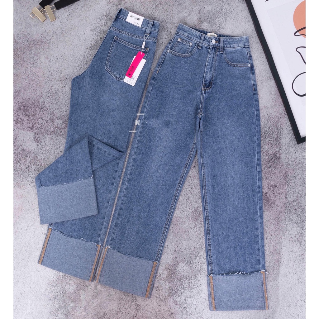 [VIDEO+FREESHIP ] QUẦN JEANS ỐNG SUÔNG CO GIÃN NỮ GẬP GẤU MÀU XANH NHẠT ĐẬM TÔN DÁNG HOT HIT THỜI TRANG HADI