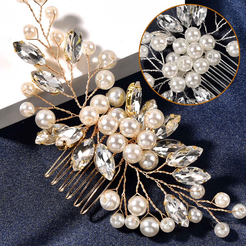 GETNOIVAS Lược Cài Tóc Đính Ngọc Trai Trắng Thời Trang Cho Nữ